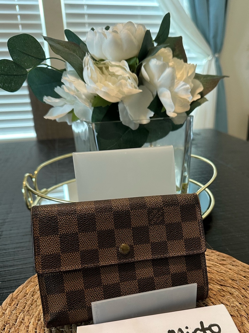 Louis Vuitton Brown Damier Check Compact Wallet